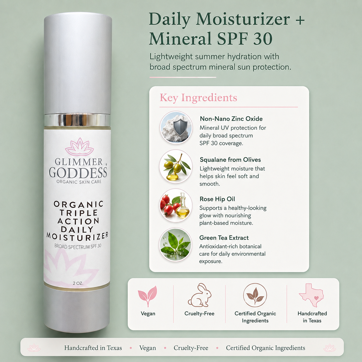 Triple Action Daily Organic Face Moisturizer