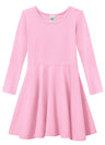 Girls Soft Cotton Jersey Long Sleeve Twirly Dress | Bright Light Pink
