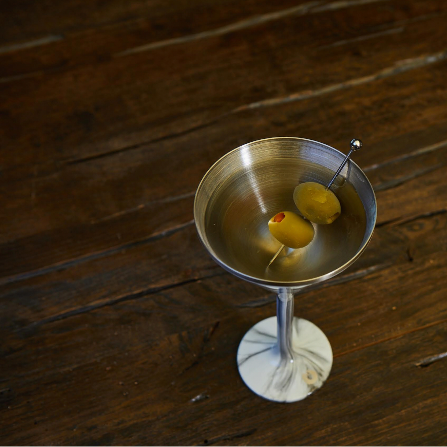 Stainless Steel Stemmed Martini Glass , Marble