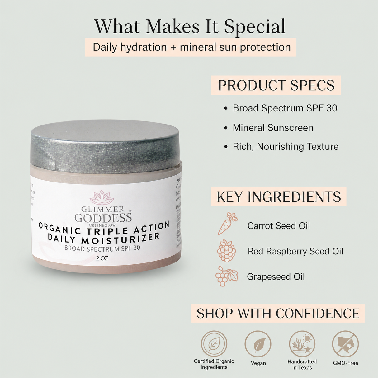 Triple Action Daily Organic Face Moisturizer
