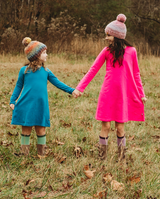 Girls Soft Cotton Long Sleeve Baby Rib Dress | Plum