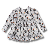 Bamboo Long Sleeve Twirl Dress in Purrfectly Spooky