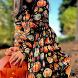 Bamboo Long Sleeve Twirl Dress in Spiced Autumn