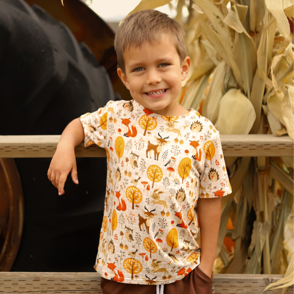 Bamboo Short Sleeve Crew Neck Tee in Autumn Acres