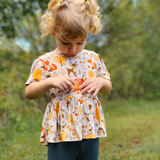 Bamboo Short Sleeve Peplum Top in Autumn Acres