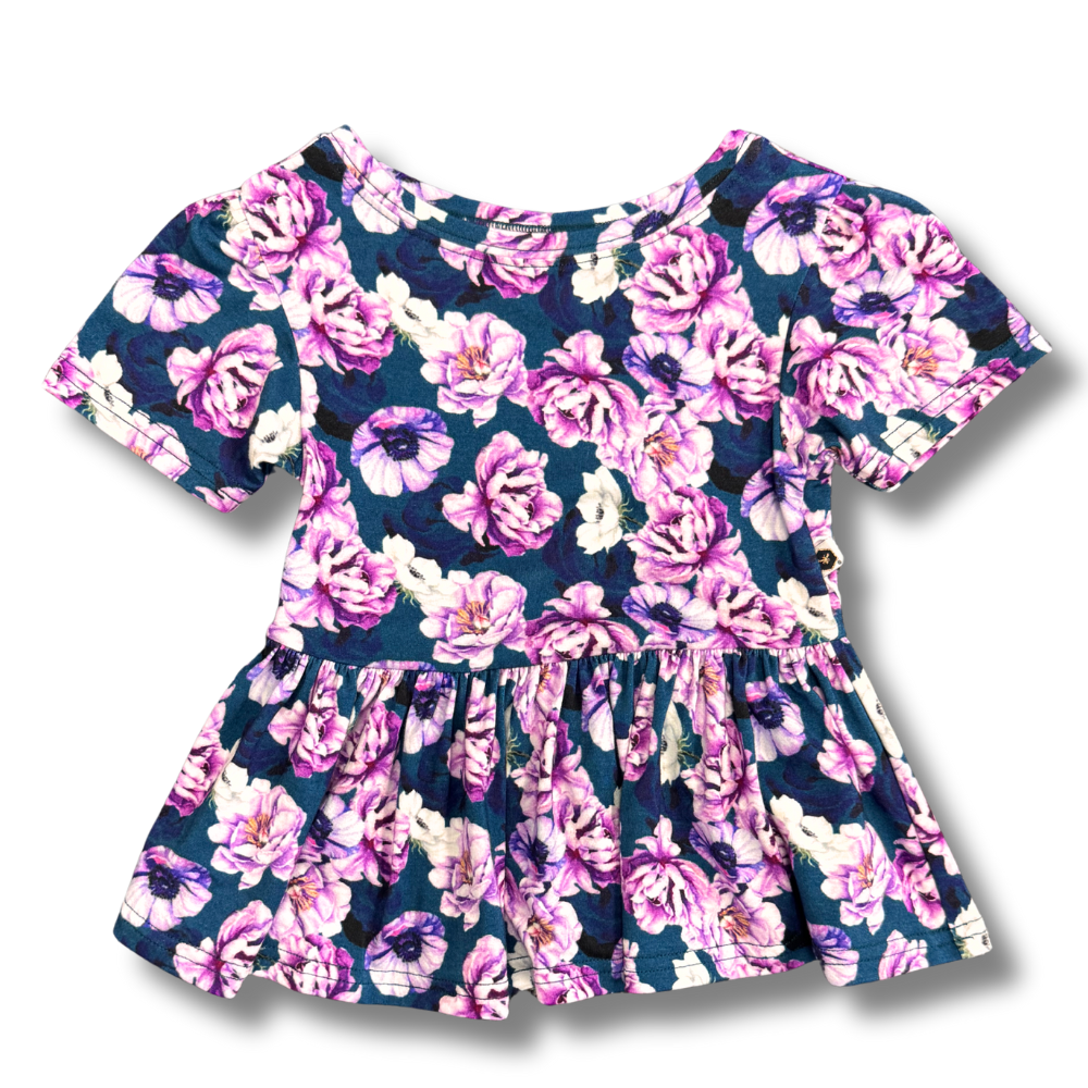 Bamboo Short Sleeve Peplum Top in Adele