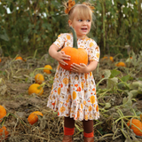 Bamboo Short Sleeve Twirl Dress in Autumn Acres