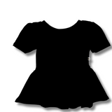 Bamboo Short Sleeve Peplum Top in Black