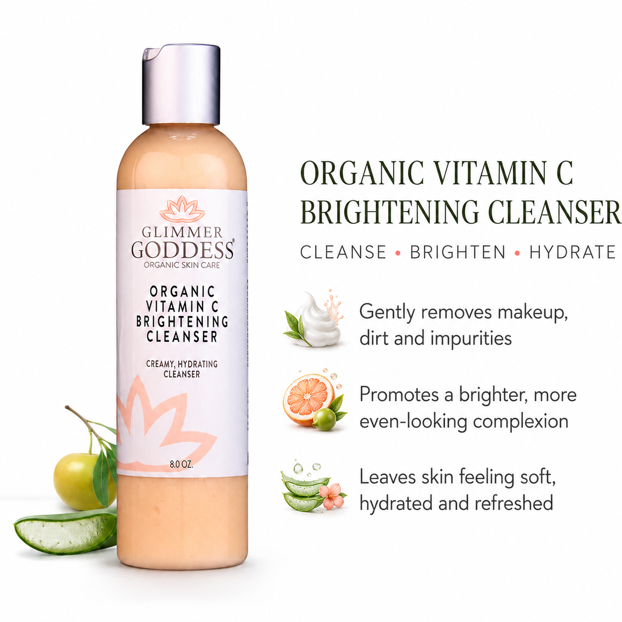 Organic Vitamin C Skin Brightening Cleanser 8 oz.