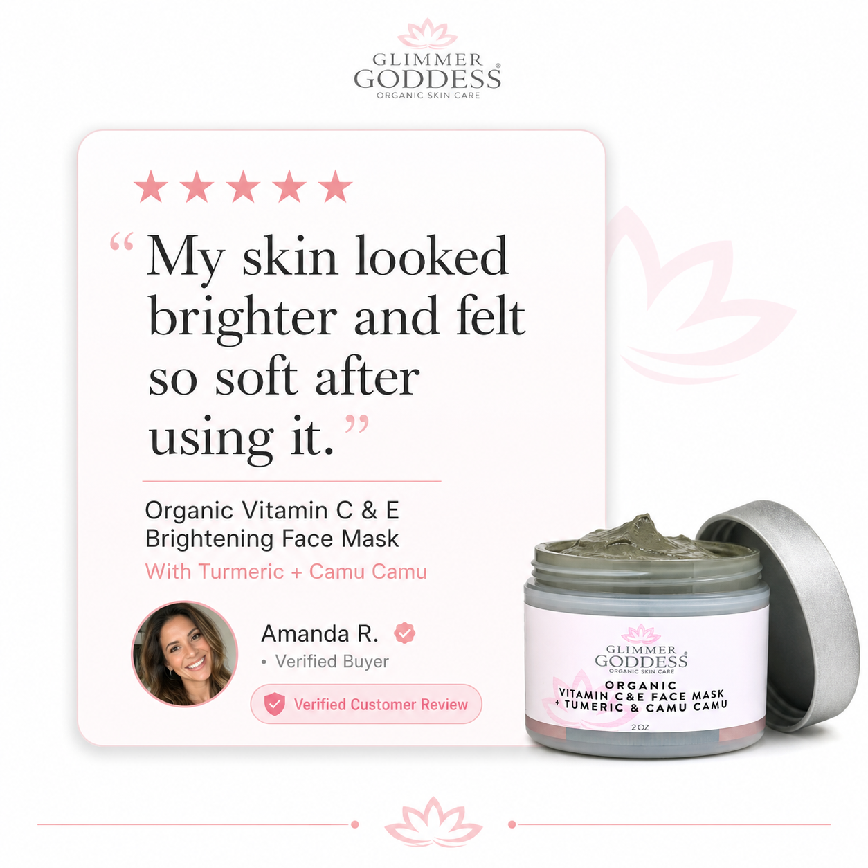 Organic Glow Up Tumeric Vitamin C & E Brightening Face Mask - 2 oz.