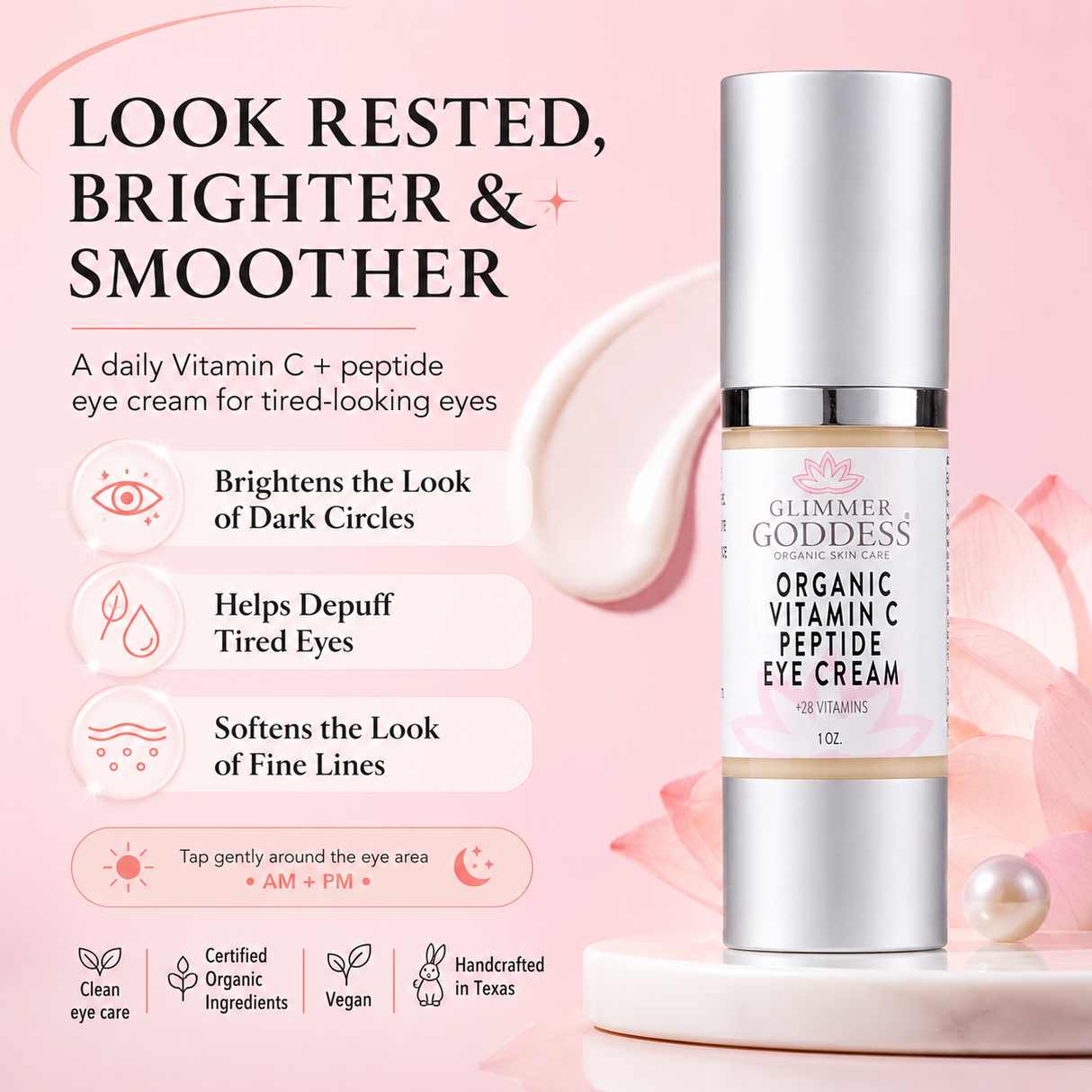 Organic Vitamin C Eye Serum For Dark Circles, Puffiness & Under-Eye Bags