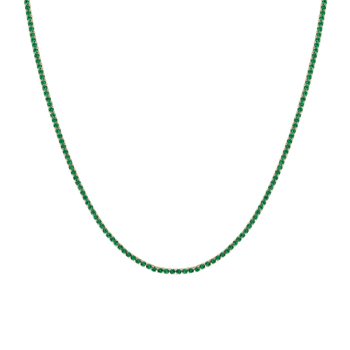 Lab Grown Green Emerald Tennis Necklace
