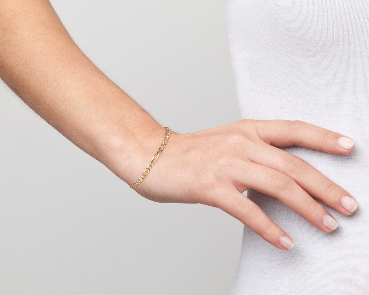 Large Gold Figaro Chain Bracelet