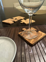Olive Wood Coaster Puzzle 4-Pcs Set.
