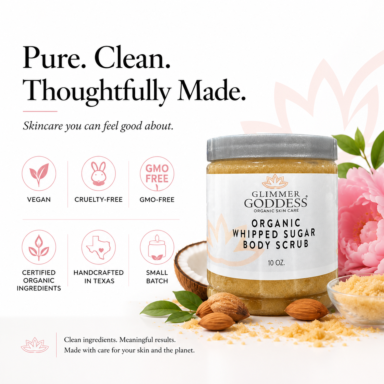 Organic Whipped Sugar Fondant Exfoliating Body Scrub - Crepey Skin Treatment