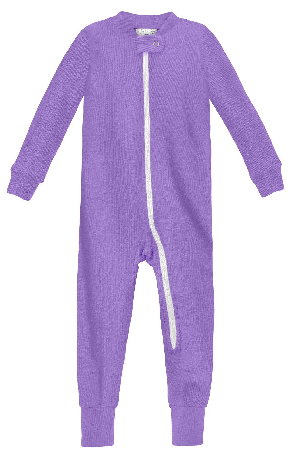 Super-Soft Organic Cotton Footless Zip Footie| Deep Purple