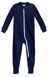 Super-Soft Organic Cotton Footless Zip Footie| Navy