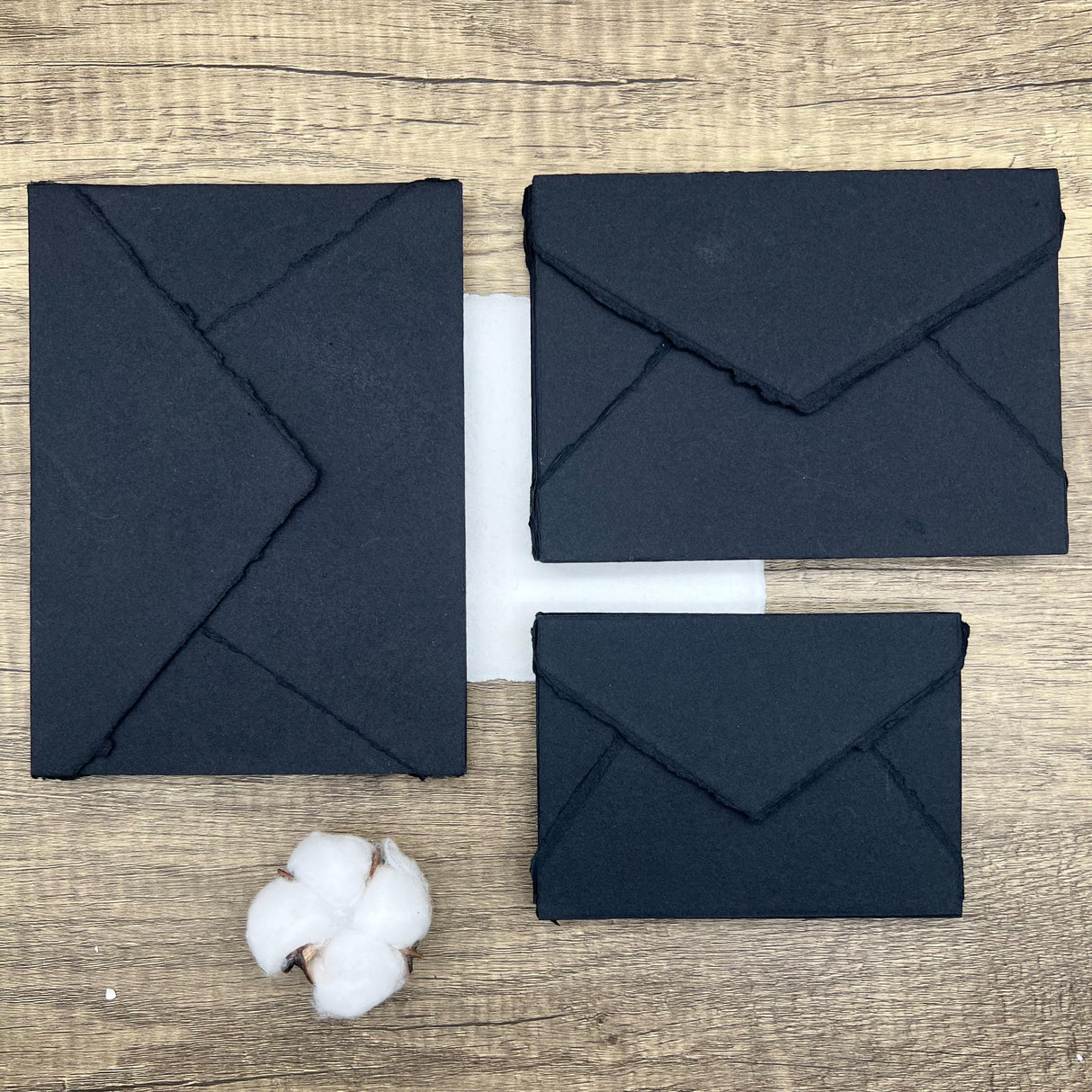 Black Handmade Cotton Envelopes (Set of 10)