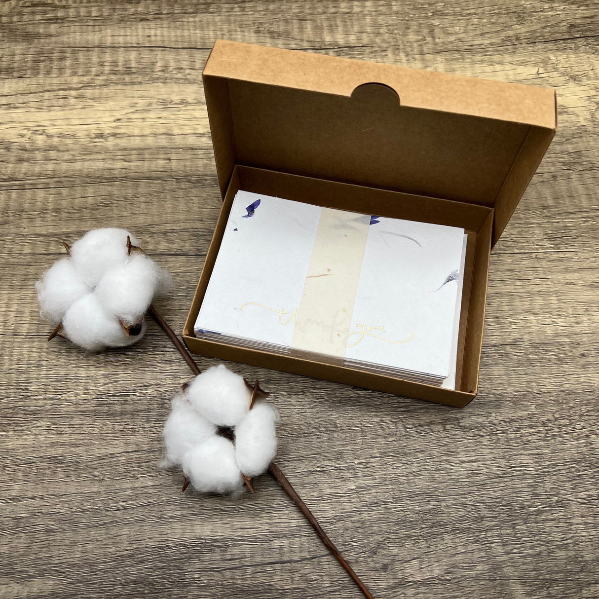 24 Piece Handmade Flower Petal Cotton Paper Thank You Card Set