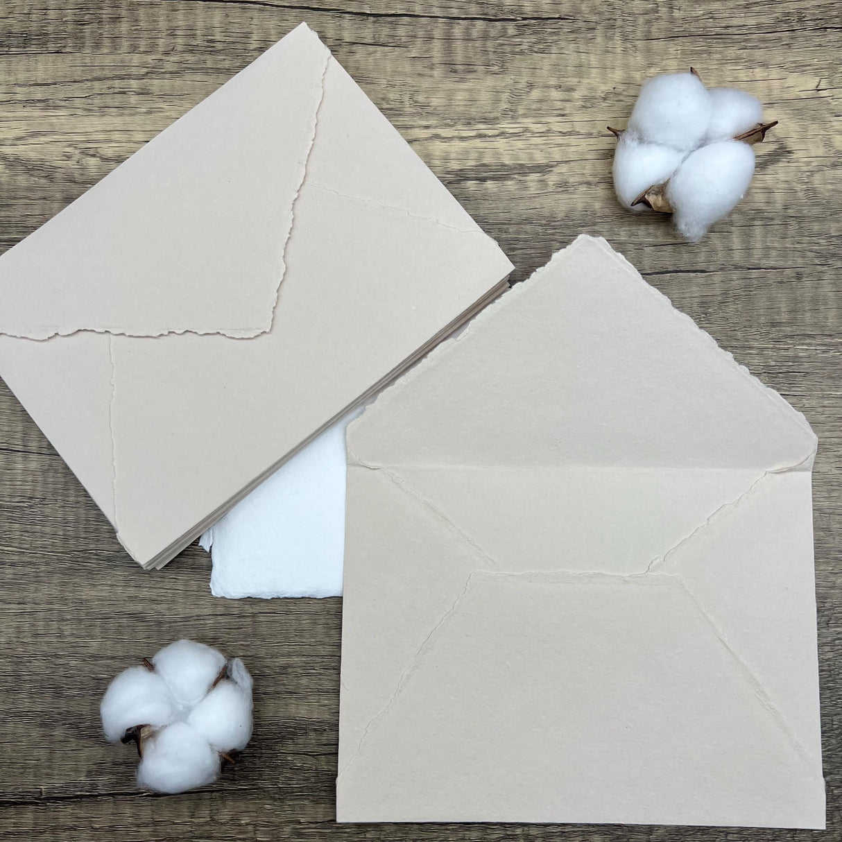 Beige Handmade Cotton Envelopes (Set of 10)