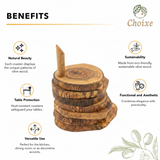 Olive Wood Coaster Set with Holder -7 Pcs