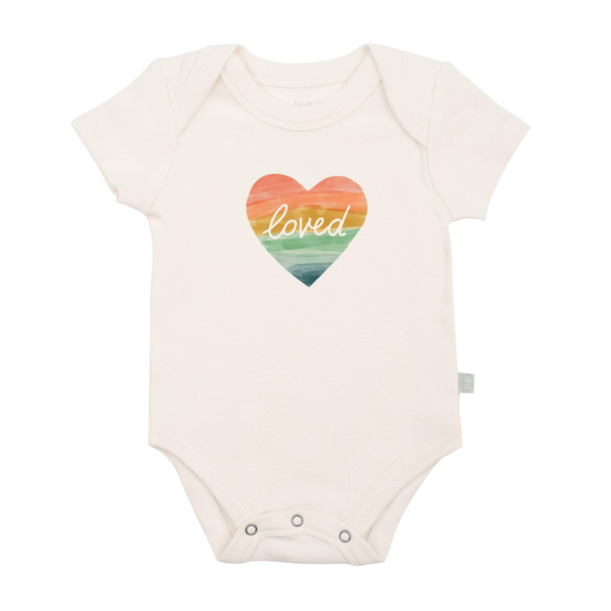 graphic bodysuit | loved rainbow heart