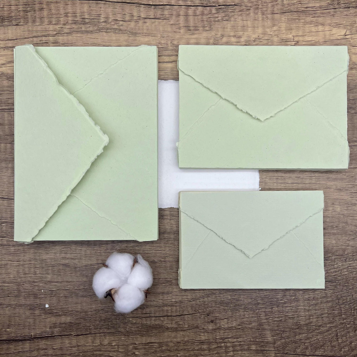 Honeydew Green Handmade Cotton Envelopes (Set of 10)
