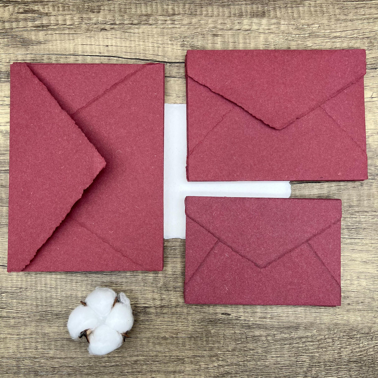 Burgundy Handmade Cotton Envelopes (Set of 10)