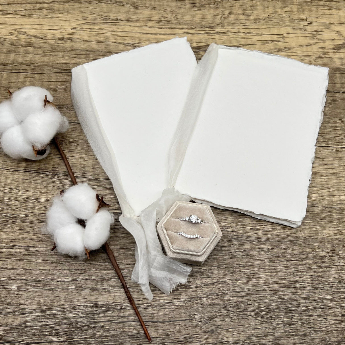 Handmade Cotton Vow Books (Pair) – Embossed or Blank