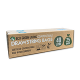 Compostable Drawstring Bin Bags | 10.5 Gallons (25 bags)