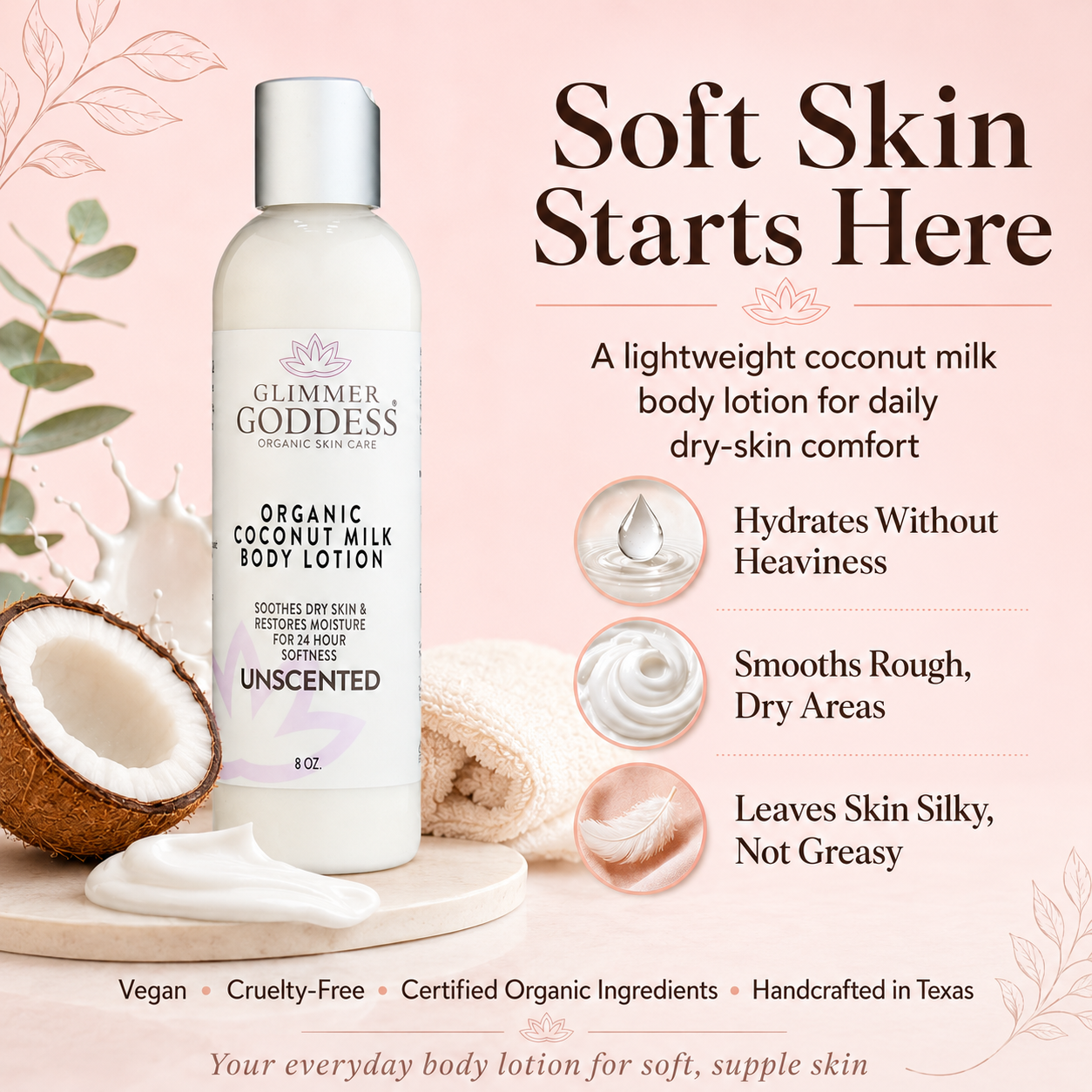 Organic Coconut Milk Body Lotion for Soft, Supple Skin