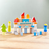 Colored Wooden Building Blocks - 85 Piece Set