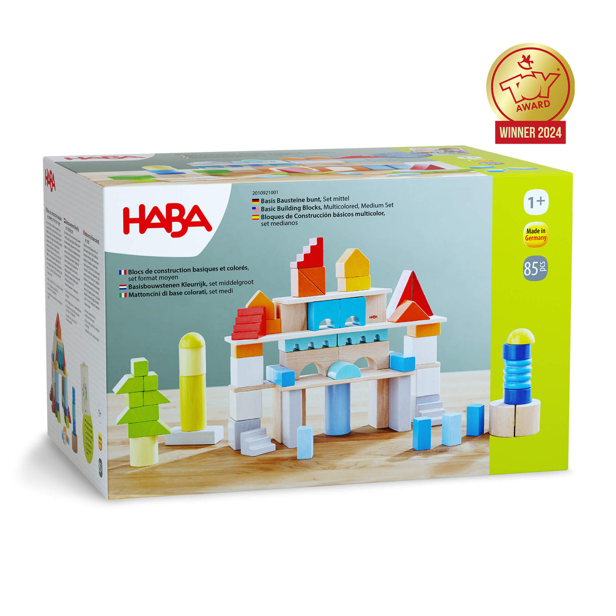 Colored Wooden Building Blocks - 85 Piece Set