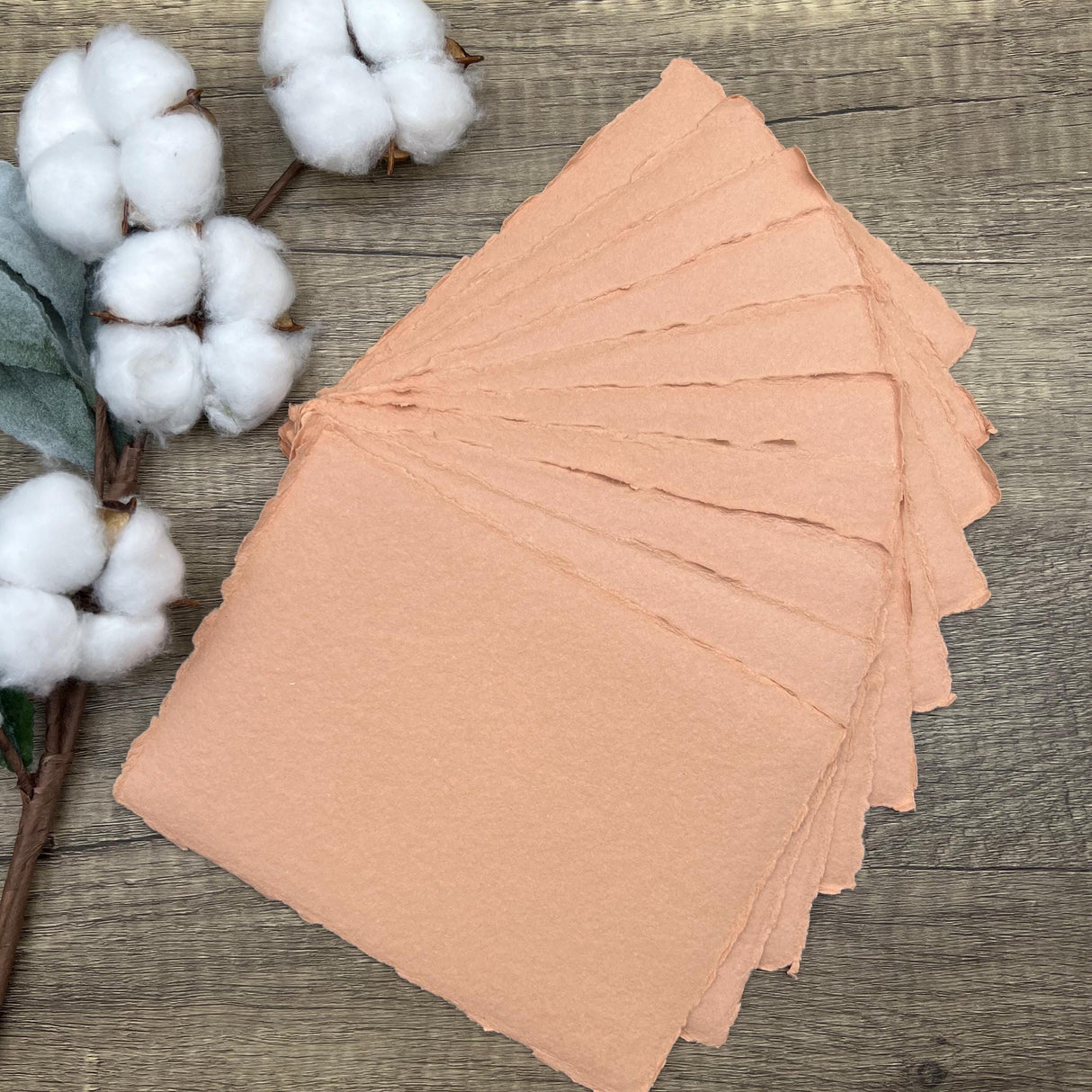 Coral Peach Handmade Cotton Paper (Set of 10)