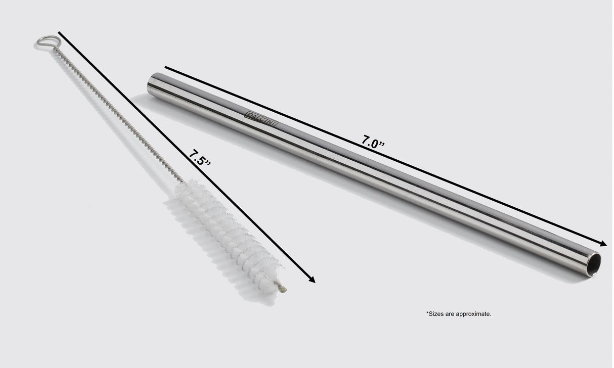 4 Stainless Steel Straws & Cleaning Brush