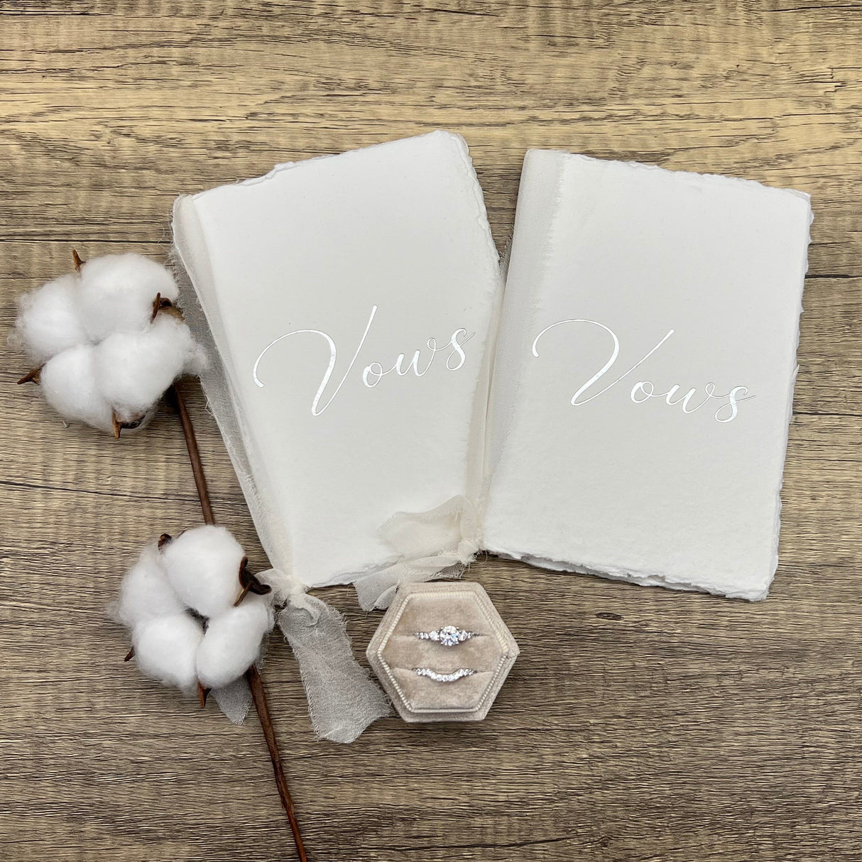 Handmade Cotton Vow Books (Pair) – Embossed or Blank