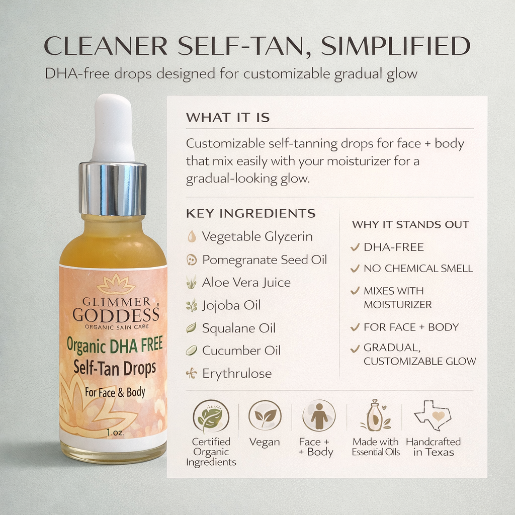 Organic DHA FREE Tanning Drops for Face & Body 1 oz.