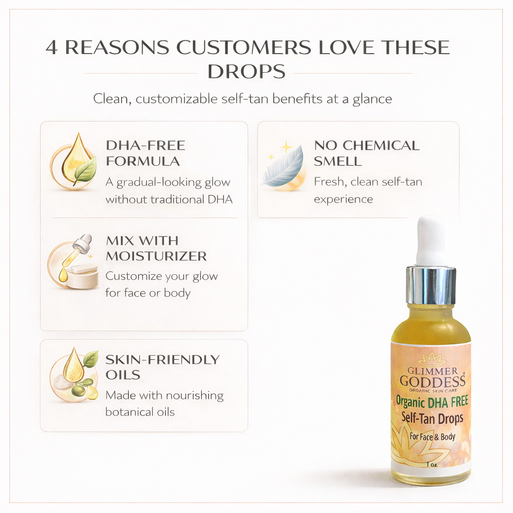 Organic DHA FREE Tanning Drops for Face & Body 1 oz.