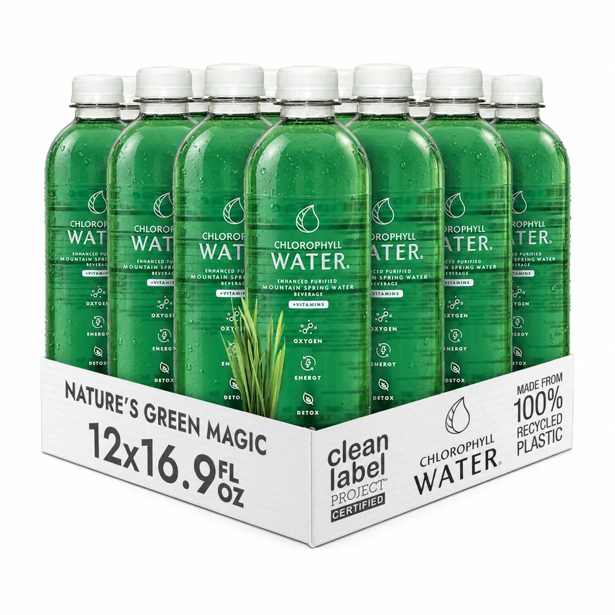 Chlorophyll Water® (Case of 12): Purified Mountain Spring Water with Essential Vitamins