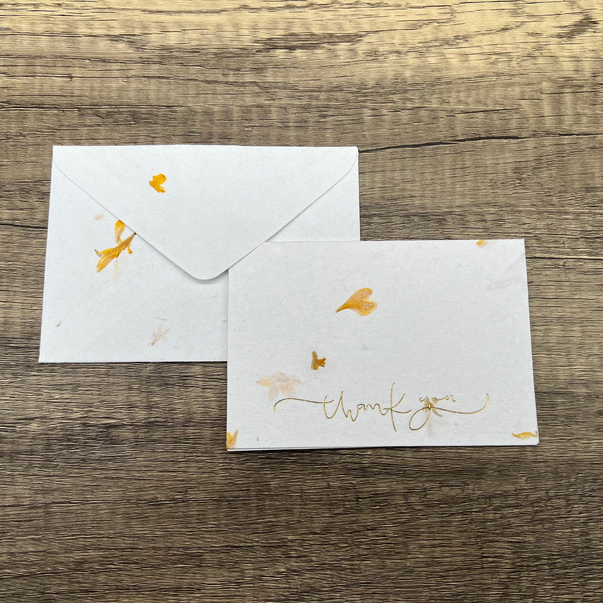 24 Piece Handmade Flower Petal Cotton Paper Thank You Card Set