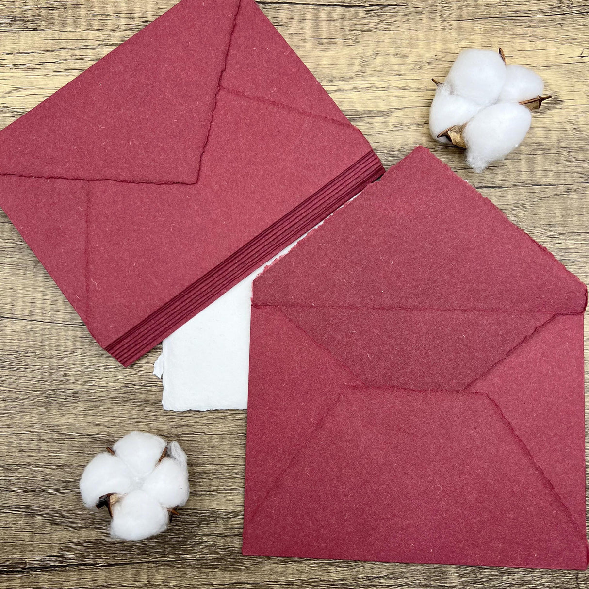 Burgundy Handmade Cotton Envelopes (Set of 10)