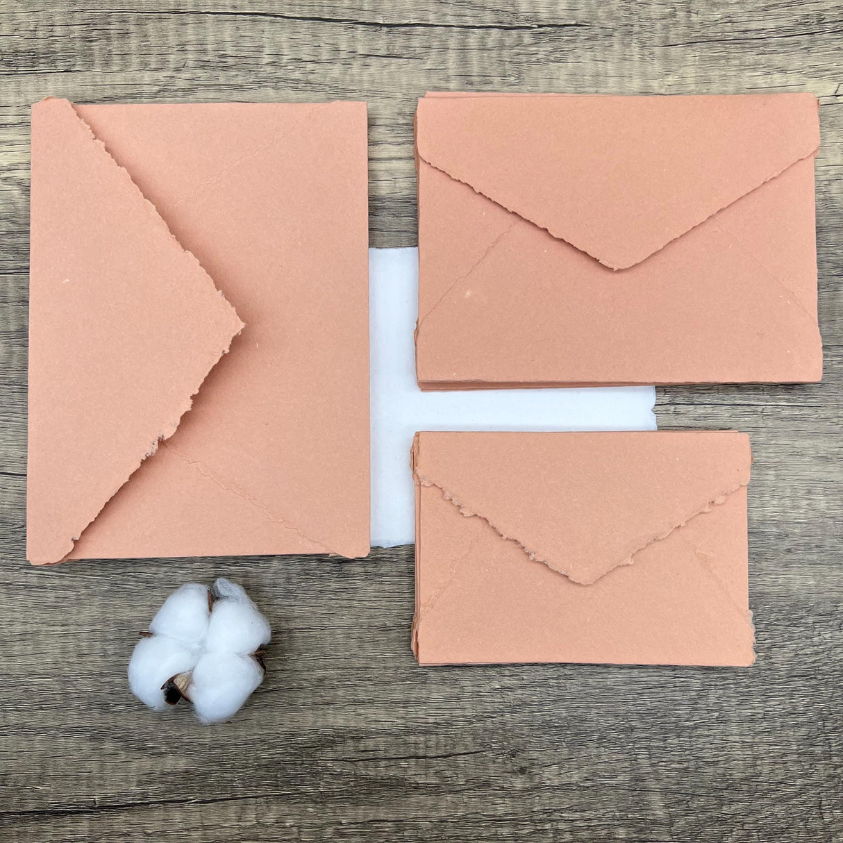 Coral Peach Handmade Cotton Envelopes (Set of 10)