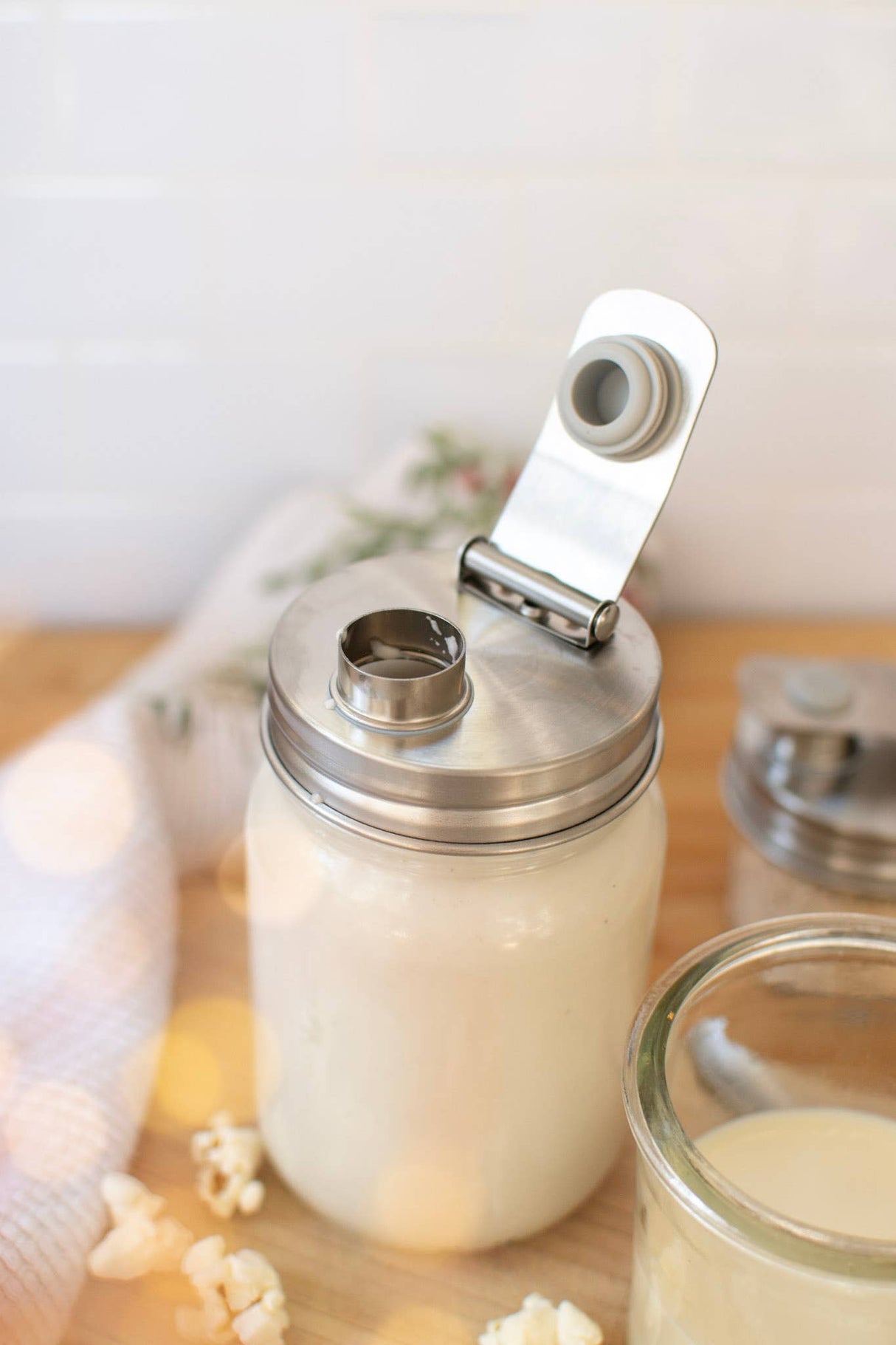 Pourable Jar Lid – Wide Mouth | Stainless Steel Mason Jar Pour Lid | Plastic-Free Kitchen Storage