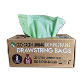 Compostable Drawstring Bin Bags | 2 Gallon (25 bags)