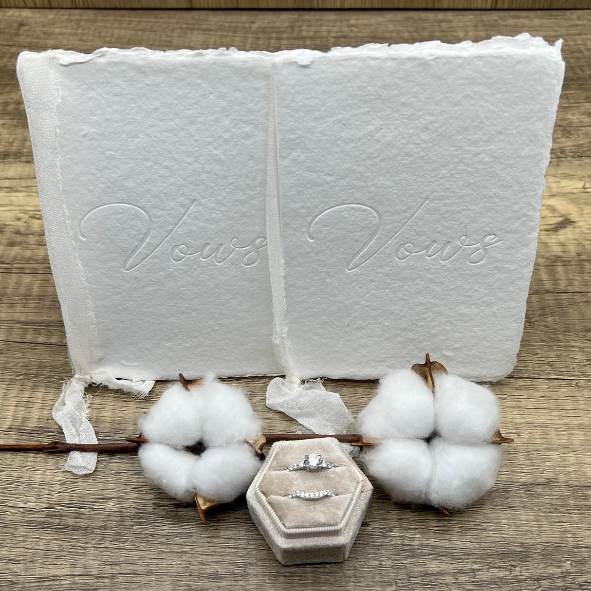 Handmade Cotton Vow Books (Pair) – Embossed or Blank
