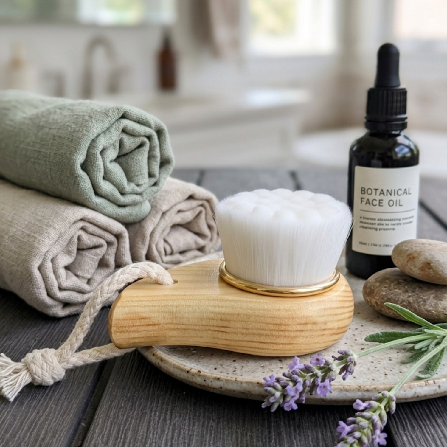 Facial Brush with Bamboo Handle