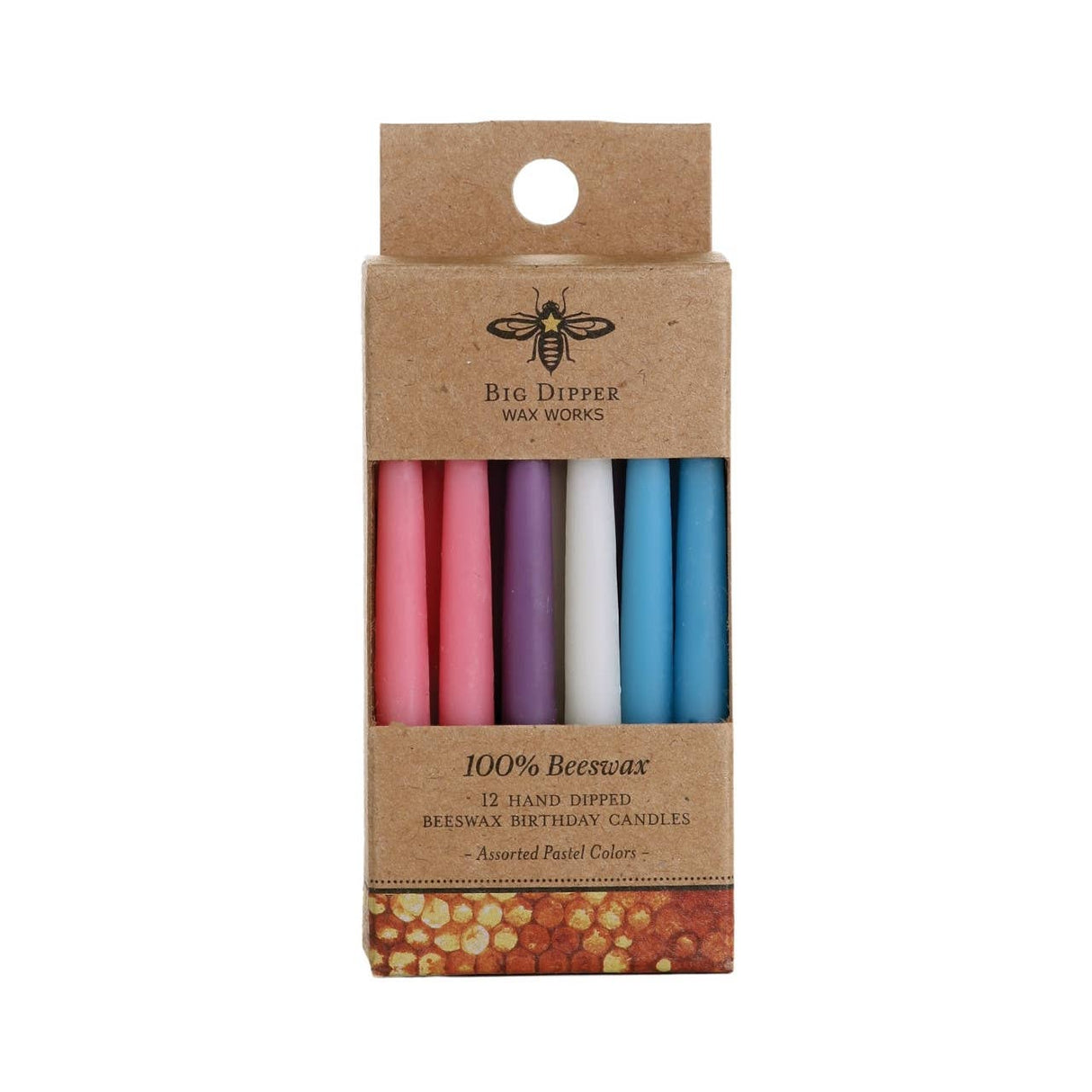 100% Pure Beeswax Birthday Candles (Natural or Multi-Color)
