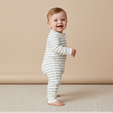 Organic 2-Way Zip Romper - Fog Stripes