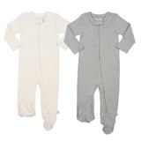 2 pc. zipper footie set | ivory & heather grey