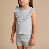 Organic Ruffle Top & Shorts Set - Fog